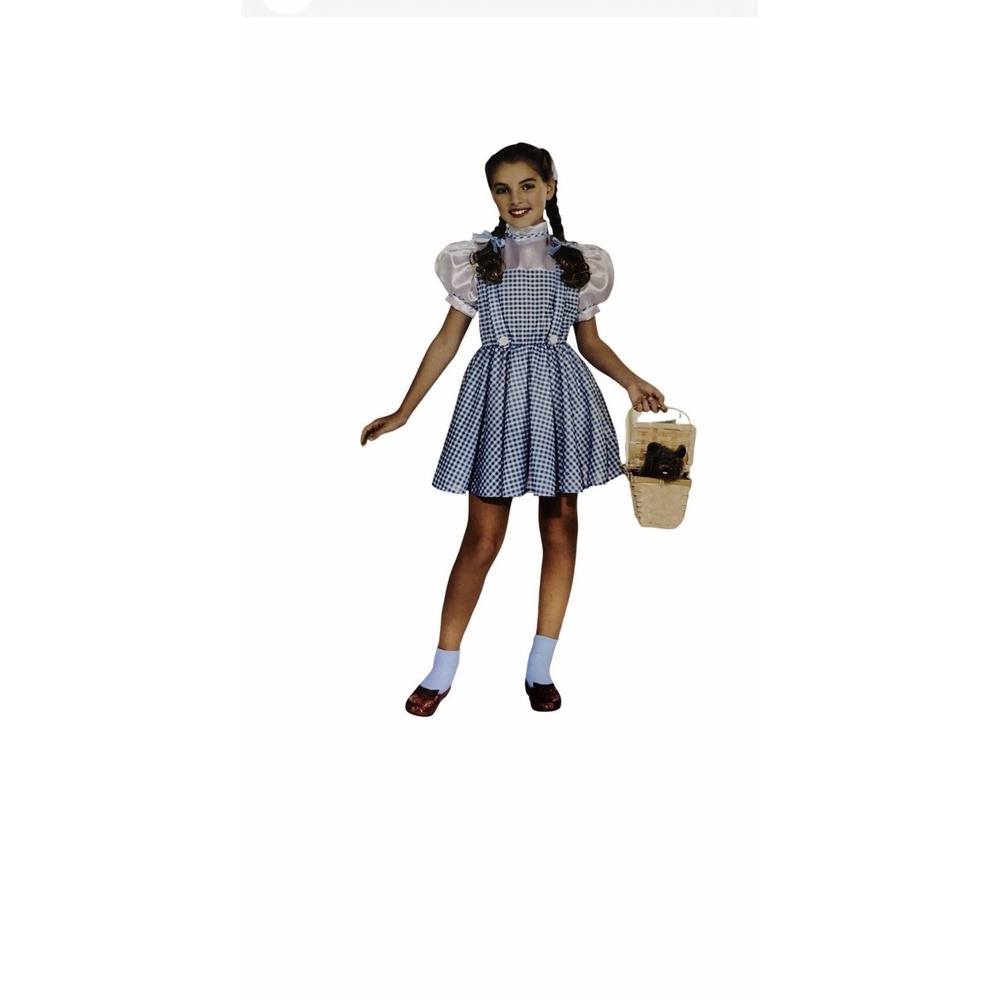 Wizard of Oz Dorothy Costume Girls XS 4 5 Gingham Dress Hair Bows Rubies NWT
